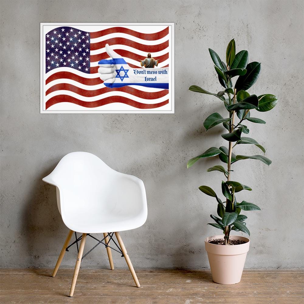 American Flag & Israel Framed Poster – 24×36" | Stand With Israel Wall Art