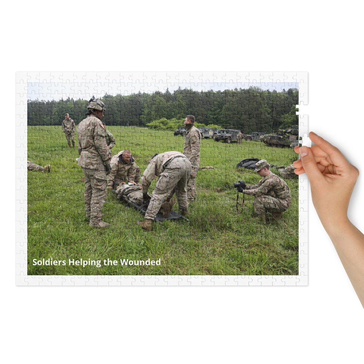 Soldiers Helping Wounded Jigsaw Puzzle – 500 Pieces | Tin Box Military Gift