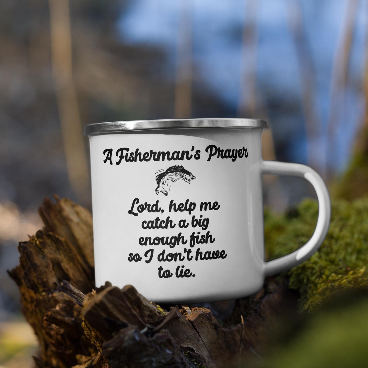 "A Fisherman's Prayer" Enamel Mug – 12 oz | Fishing & Camping Gift
