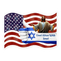 Israel Pride Sticker – American Flag, Jesus & Star of David | 5×5" Faith Sticker