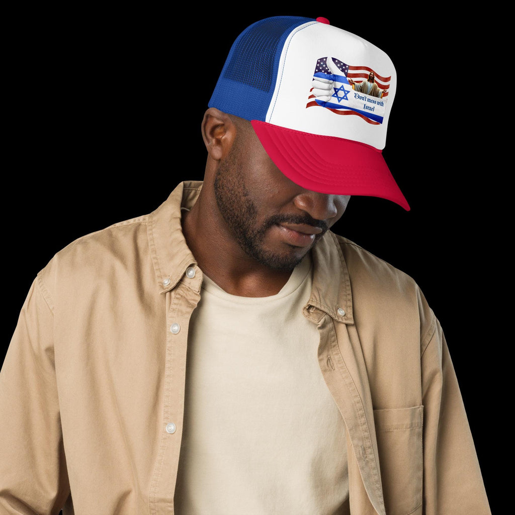 "Don't Mess With Israel" Foam Trucker Hat – Star of David & USA Flag | Patriotic Gift