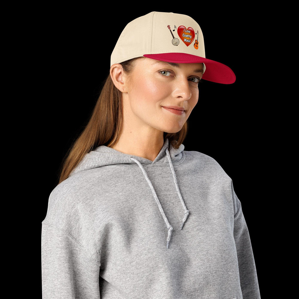 Country Music Guitar & Banjo Heart 5 Panel Cap | Country Music Gift