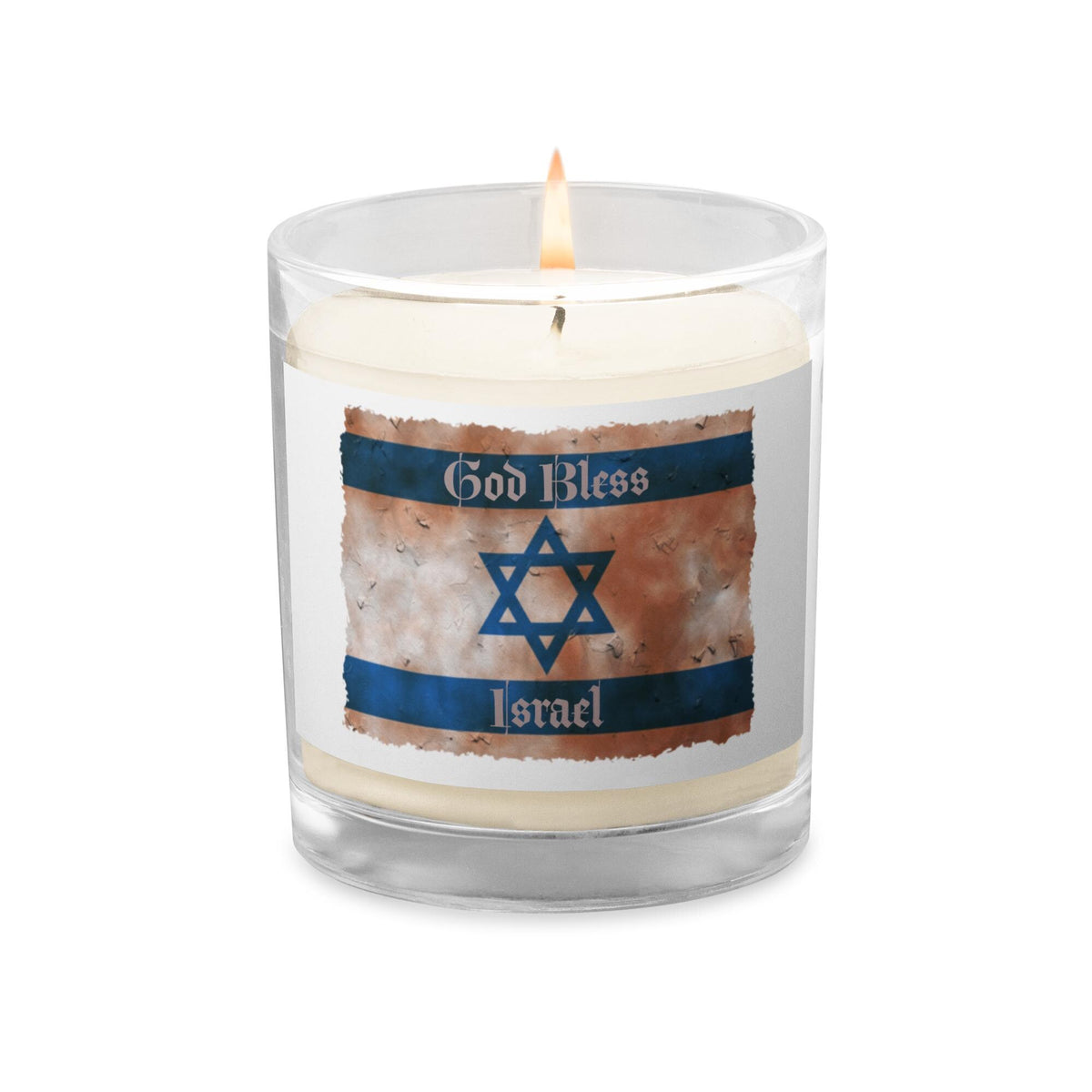 Israel Flag & Star of David Soy Wax Candle | Stand With Israel Home Decor