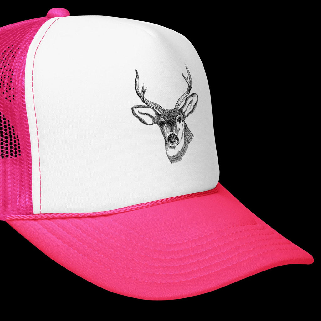 Deer Head Foam Trucker Hat – Orange & White Hunter's Cap