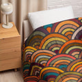 Rainbow Waves Comforter – King & Queen Size | Colorful Soft Bedding Gift