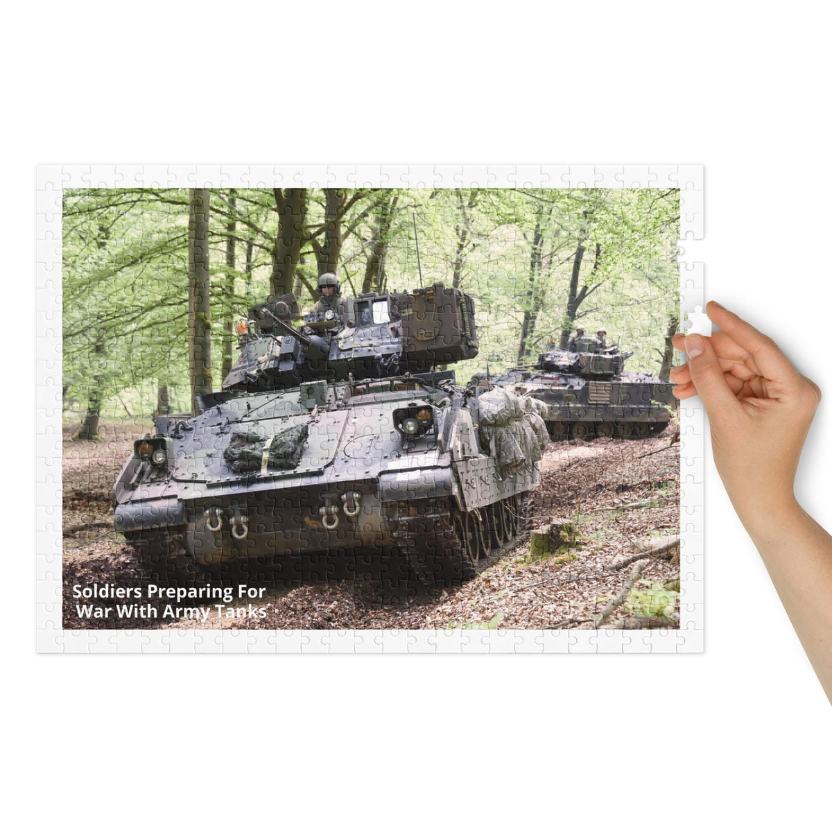 Combat Soldiers Driving Tanks Jigsaw Puzzle – 500 Pieces in Tin Box