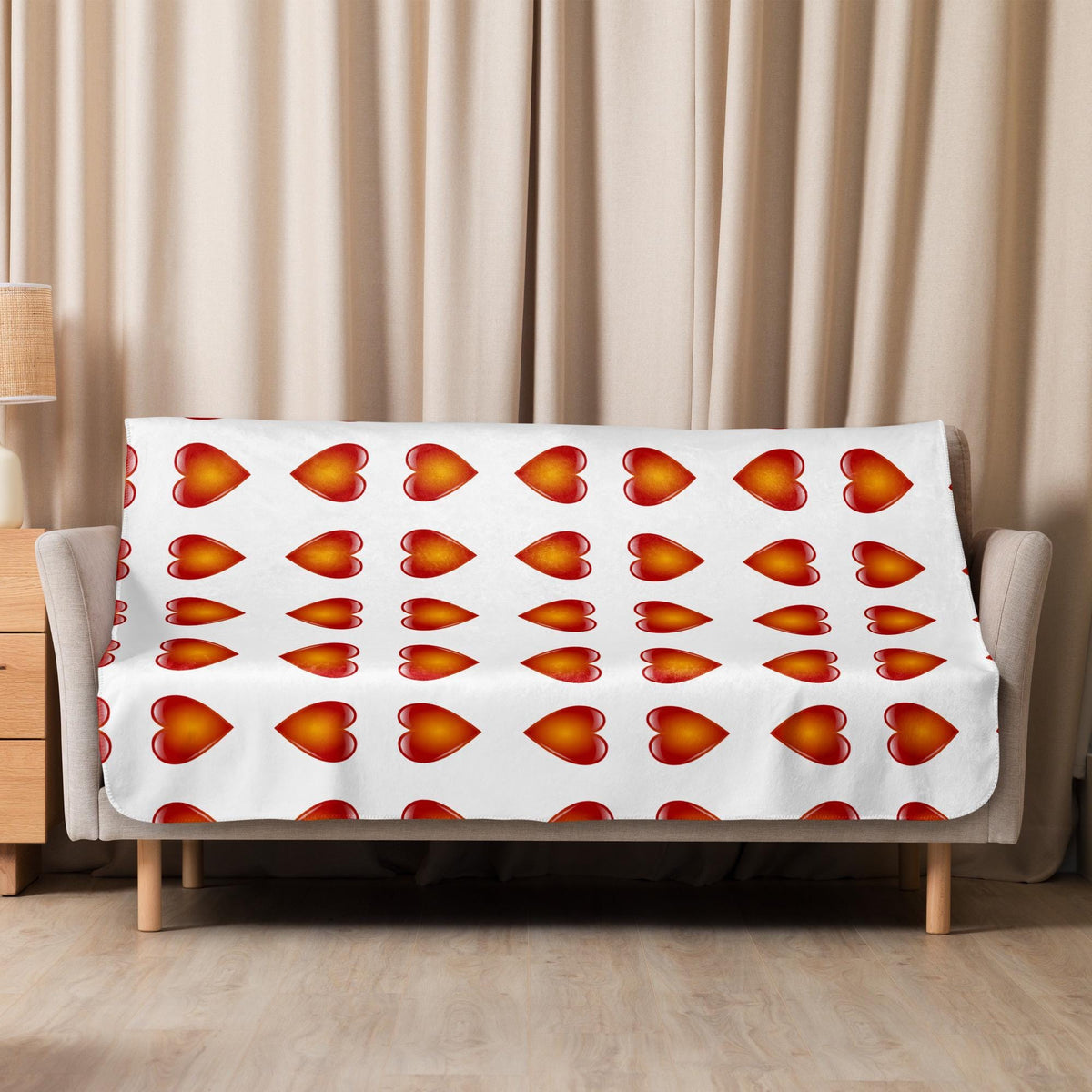 60"x 80", 50"x 60", or 37"x 57" Sherpa Blanket With Heart Design