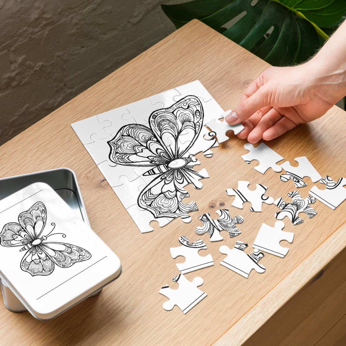 Colorable Butterfly Jigsaw Puzzle – 30 or 110 Pieces in Tin Box