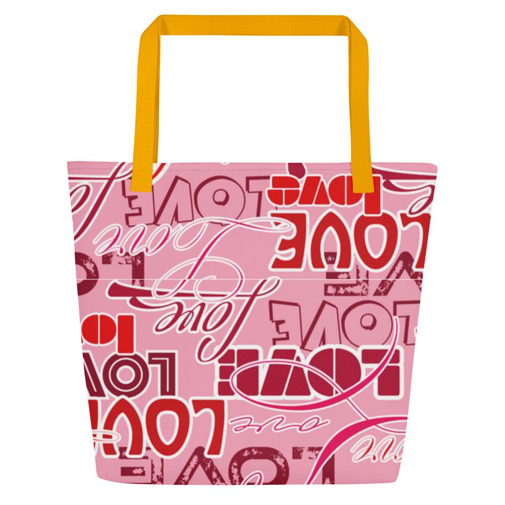 Love Words All-Over Print Large Tote Bag – Gift for Her