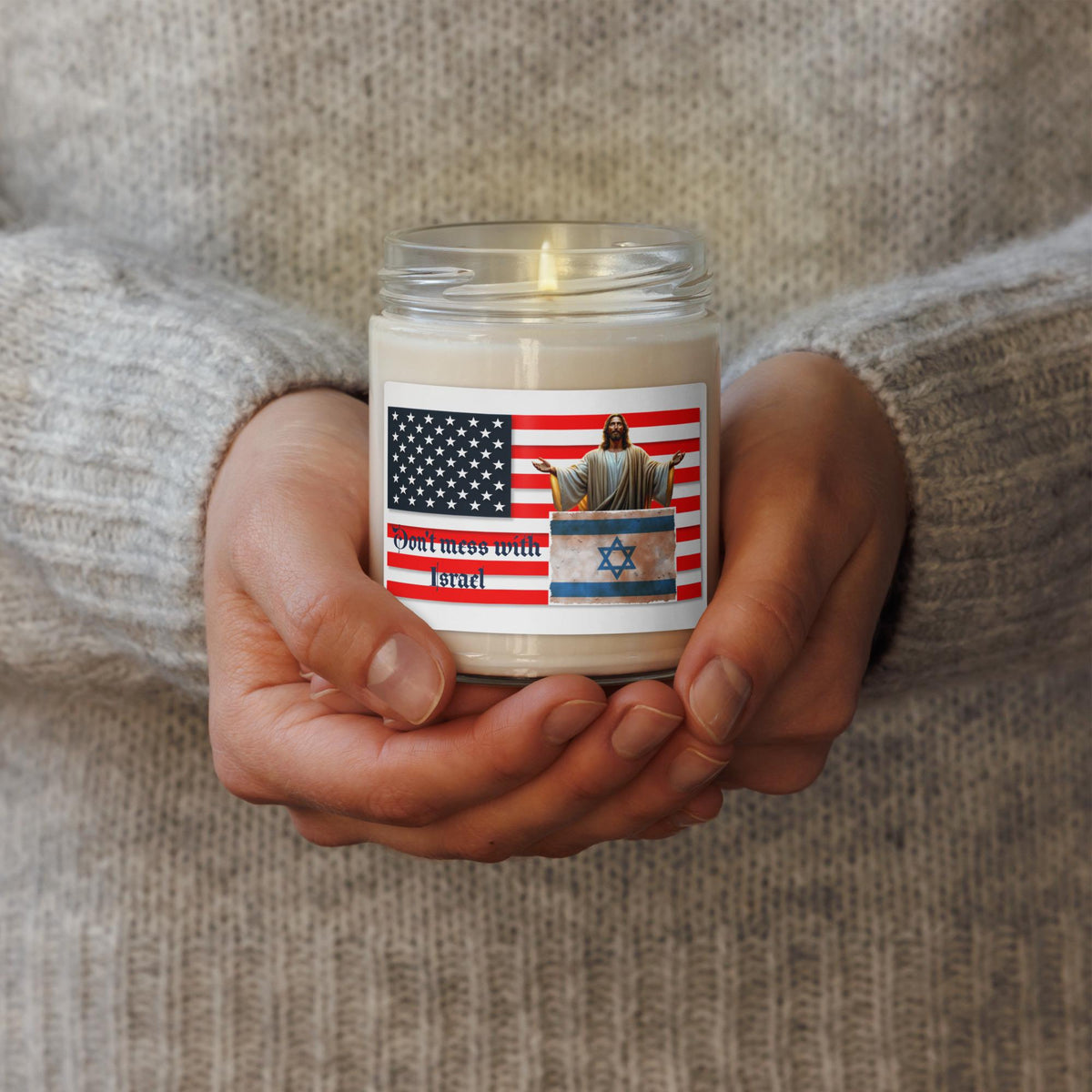 Israel & American Flag Scented Soy Candle – 9 oz | Stand With Israel Gift