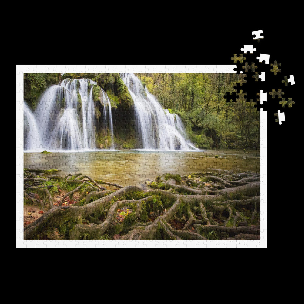 500 Piece Jigsaw Puzzle – Waterfall Landscape Scene in Tin Box