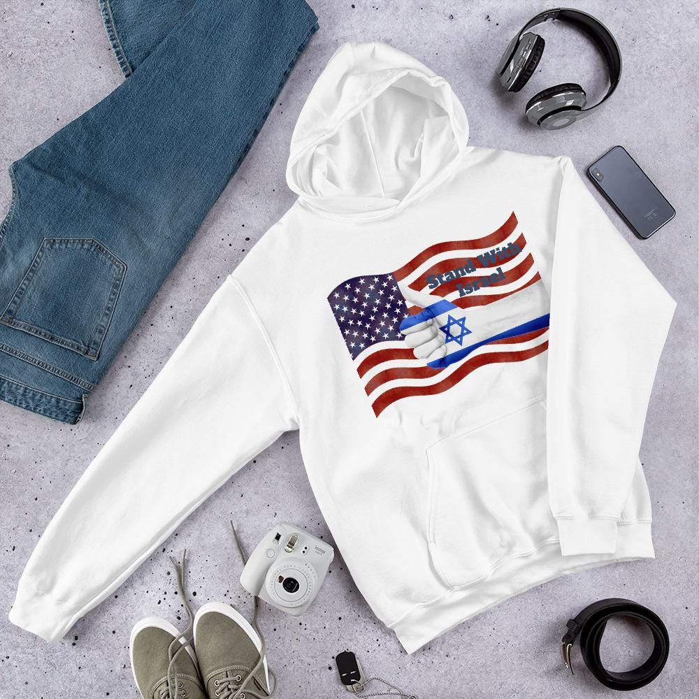 Stand With Israel American Flag & Star of David Unisex Hoodie | Patriotic Christian Gift