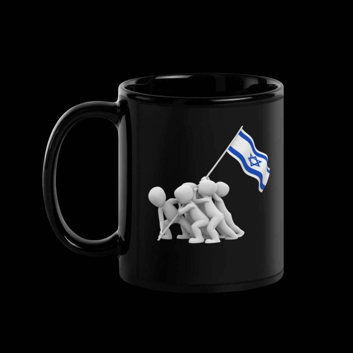 "I Stand With Israel" Black Glossy Mug – 11 oz | Patriotic Christian Gift