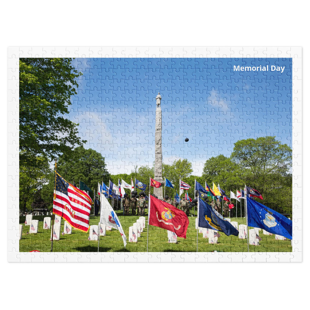 Memorial Day Cemetery Flags Jigsaw Puzzle – 500 Pieces in Tin Box
