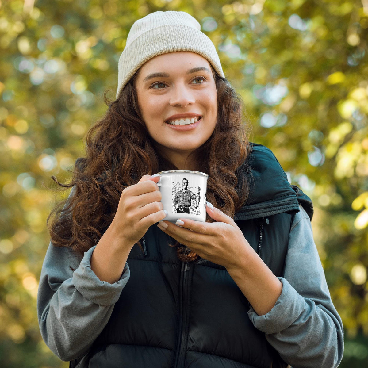 Camping Enamel Mug – 12 oz | Wildlife & Outdoor Lover Gift