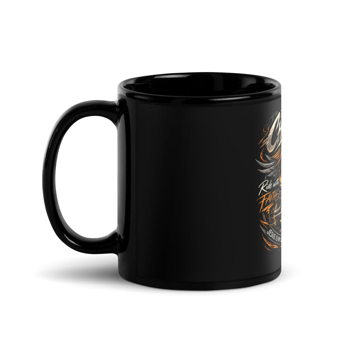 "Ride with Faith" Christian Biker Ceramic Mug – 11 oz | Motorcycle Gift
