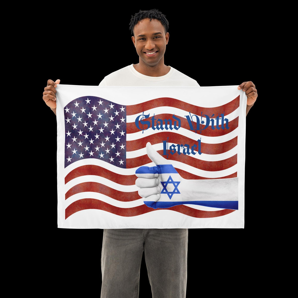 Stand With Israel Tapestry – American Flag & Star of David Wall Art | Patriotic Christian Gift
