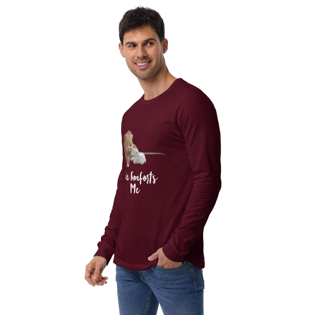 "He Comforts Me" Unisex Long Sleeve Tee | Christian Faith Gift
