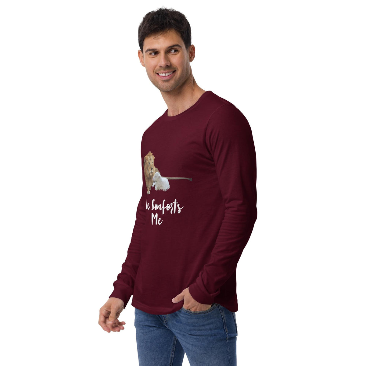 "He Comforts Me" Unisex Long Sleeve Tee | Christian Faith Gift