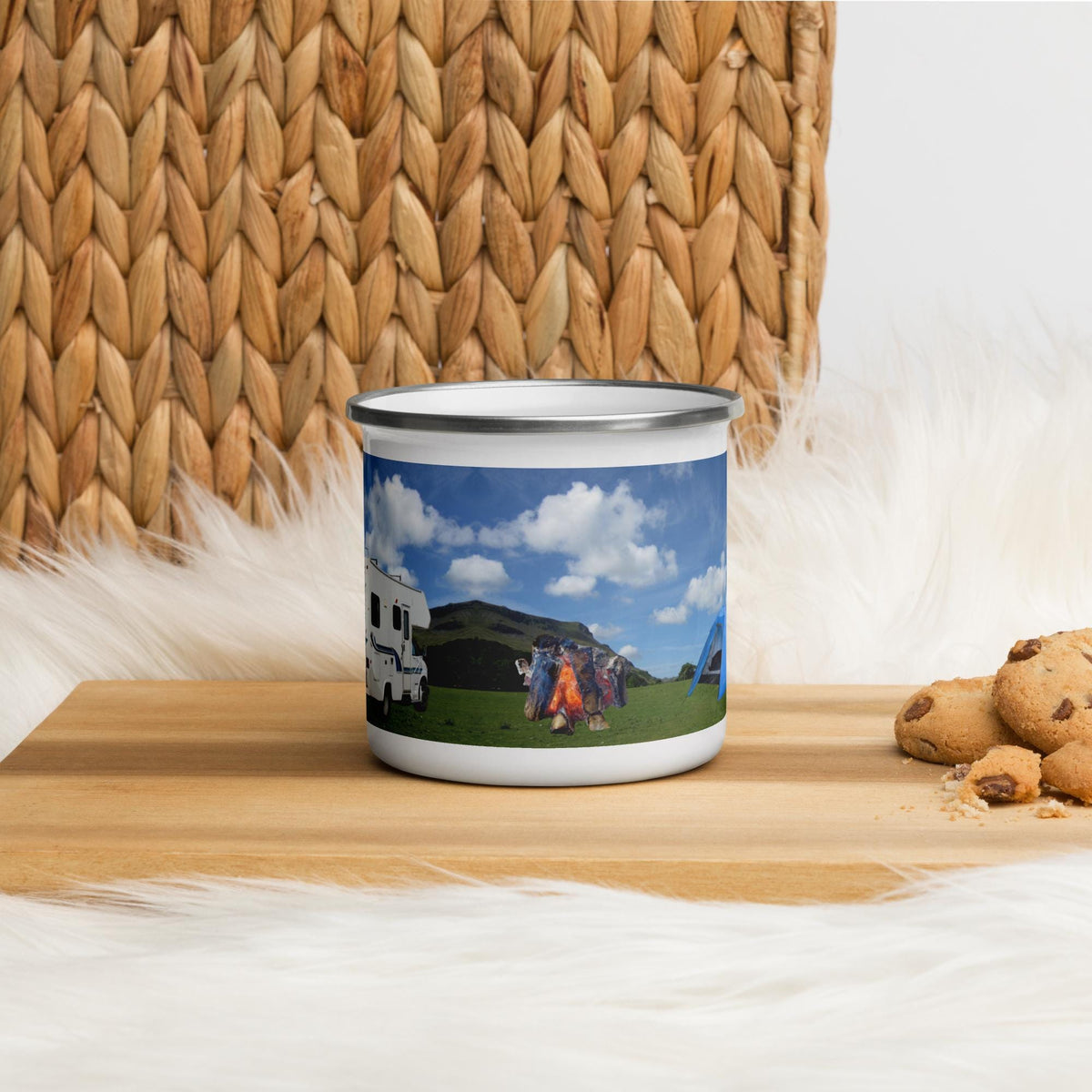 RV & Tent Campfire Enamel Mug – 12 oz | Camping Gift