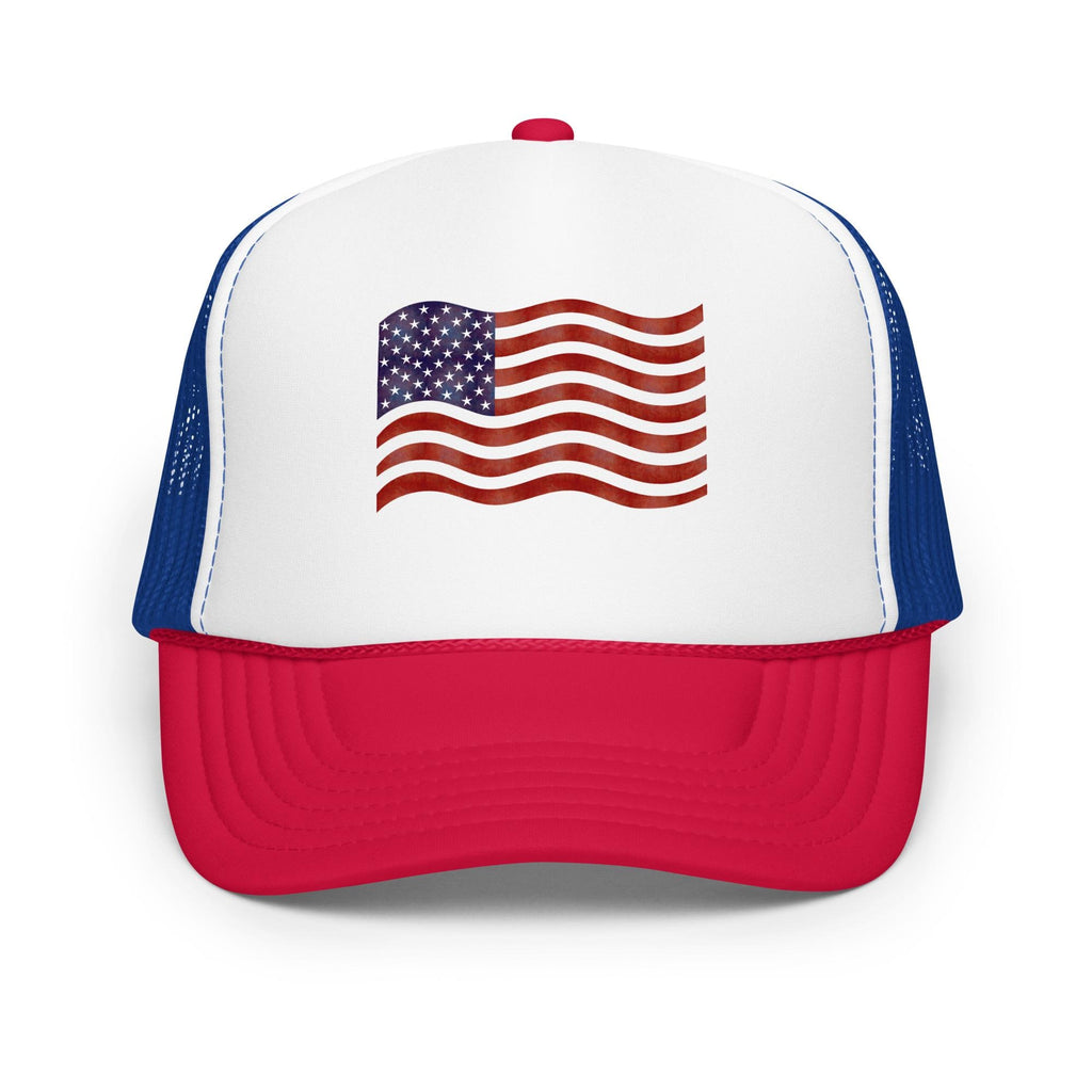 American Flag Foam Trucker Hat – Red, White & Blue | Patriotic Cap