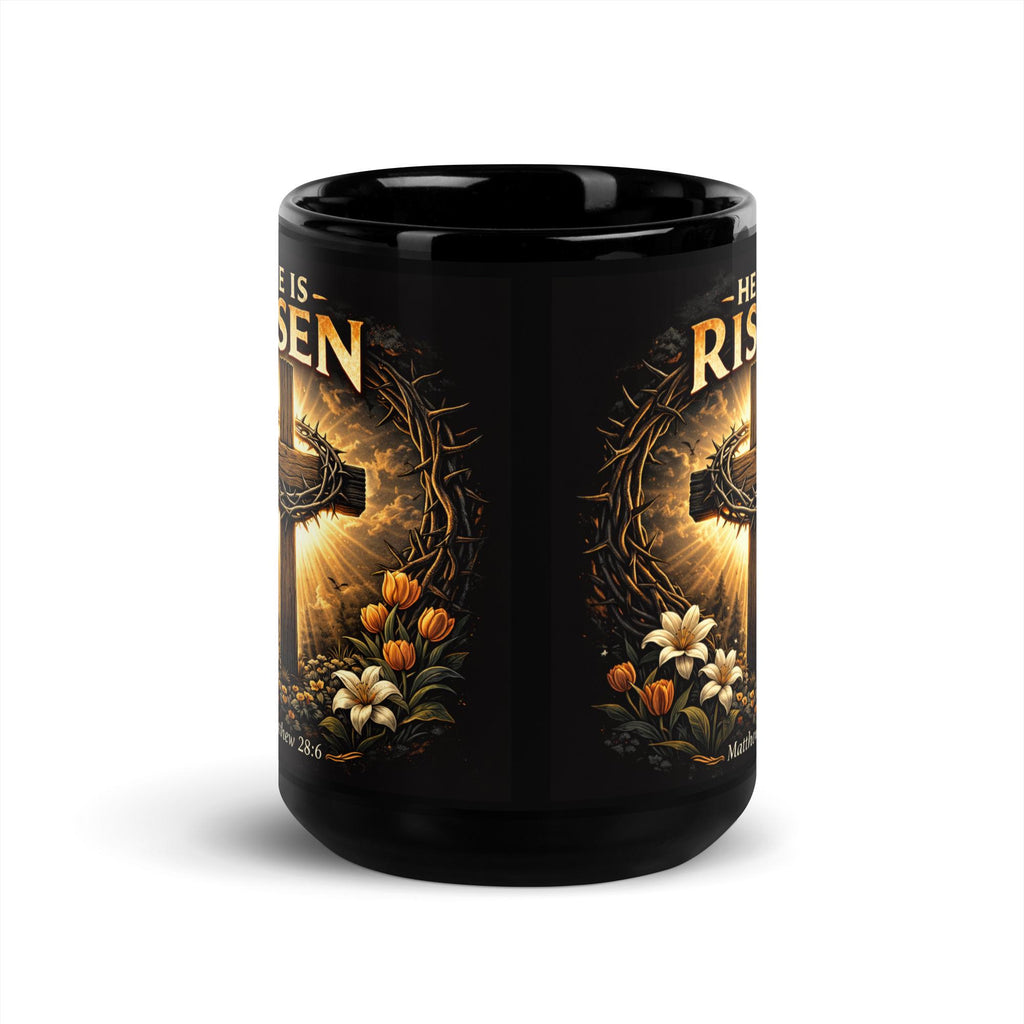 "He Is Risen" Cross & Crown of Thorns Ceramic Mug | Easter Christian Gift