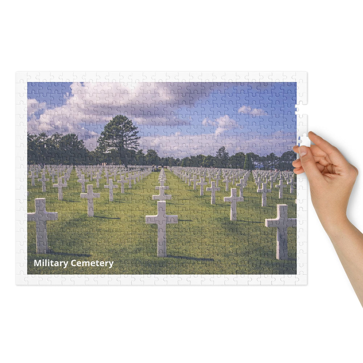 Military Cemetery Jigsaw Puzzle – 500 Pieces | Tin Box Patriotic Gift