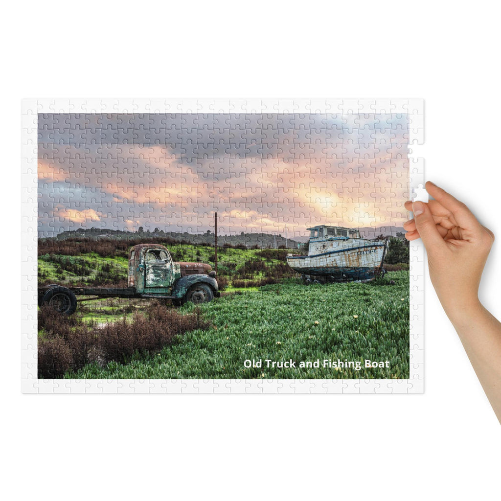 Old Truck and Fishing Boat Jigsaw Puzzle – 500 Pieces in Tin Box