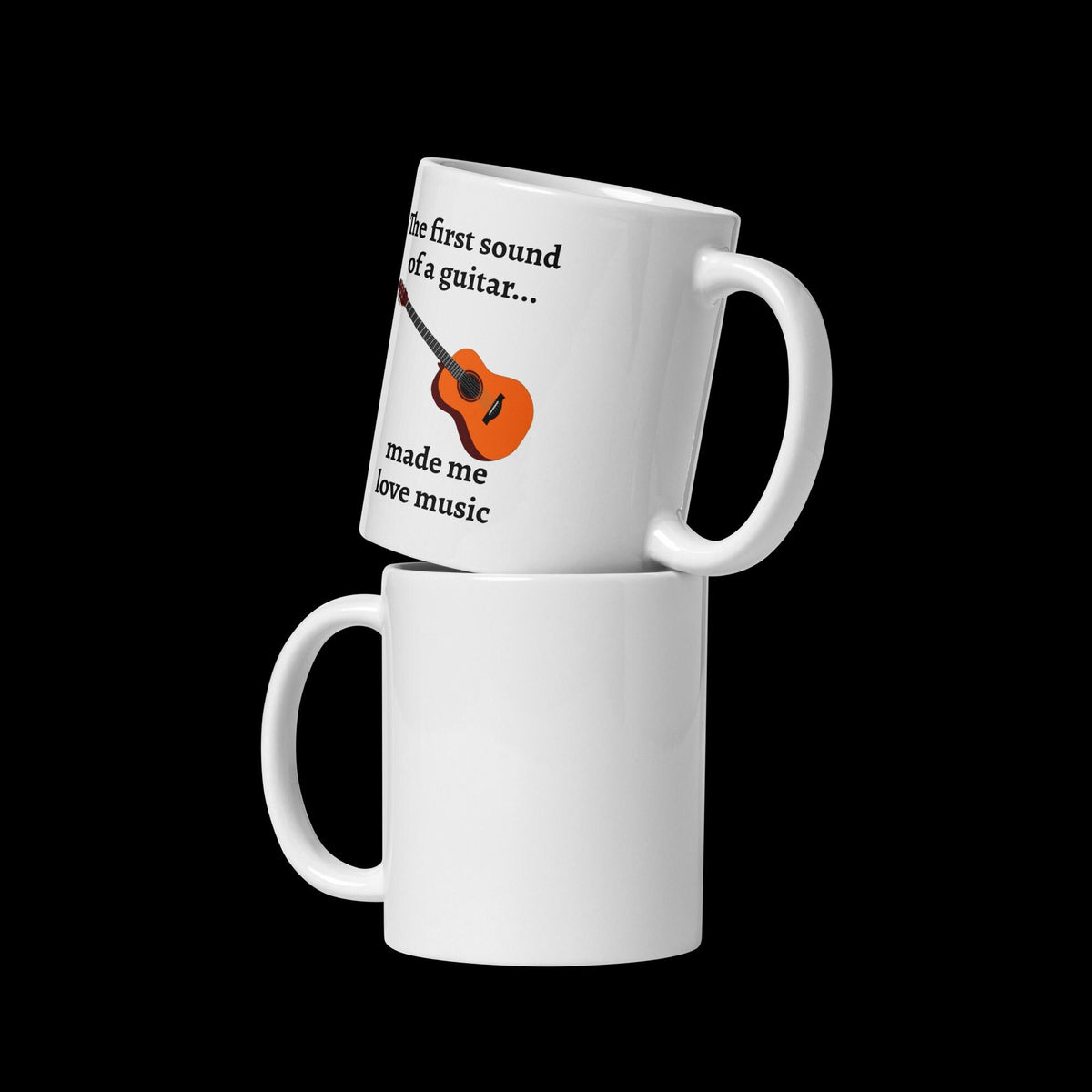 "The First Sound of a Guitar Made Me Love Music" White Glossy Mug – 11 oz | Music Lover Gift