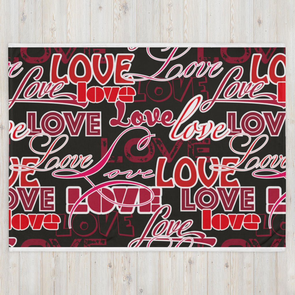 All-Over Love Design Throw Blanket – 60×80" | Gift for Couples & Love Lovers