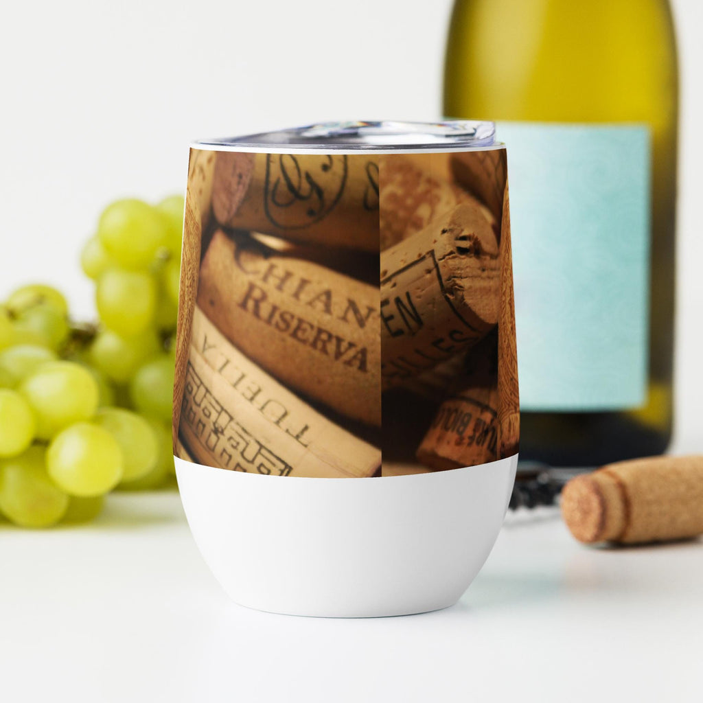 Cork Design Stainless Steel Wine Tumbler – 12 oz Insulated Party Cup