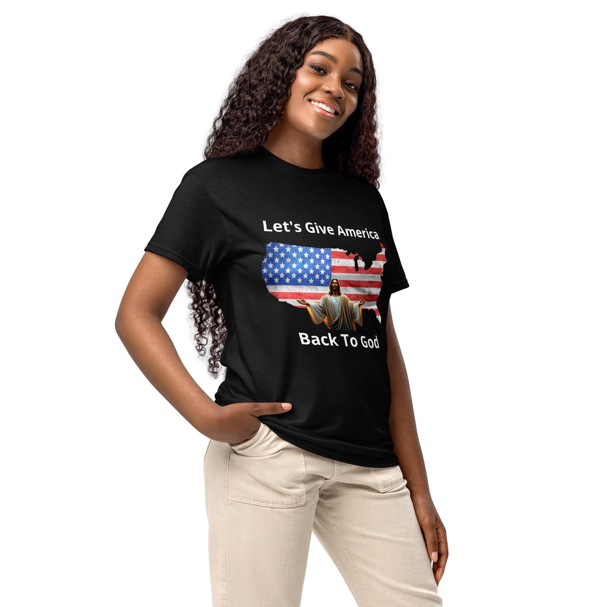 "Let's Give America Back to God" DryBlend T-Shirt | Patriotic Christian Gift