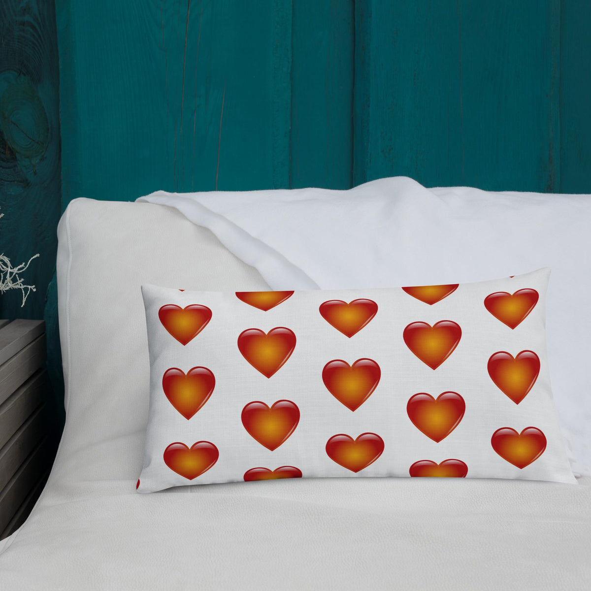 Heart Pattern Pillow: Linen Feel, Machine Washable