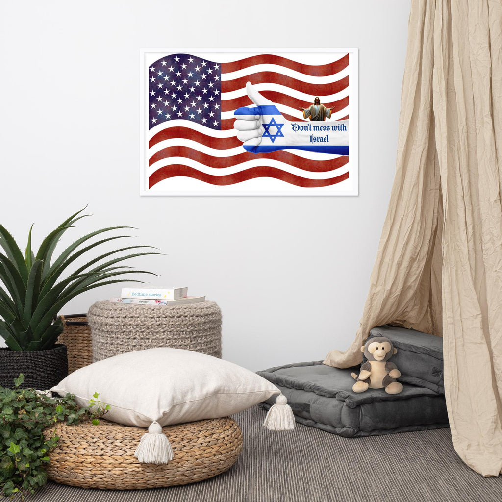 American Flag & Israel Framed Poster – 24×36" | Stand With Israel Wall Art