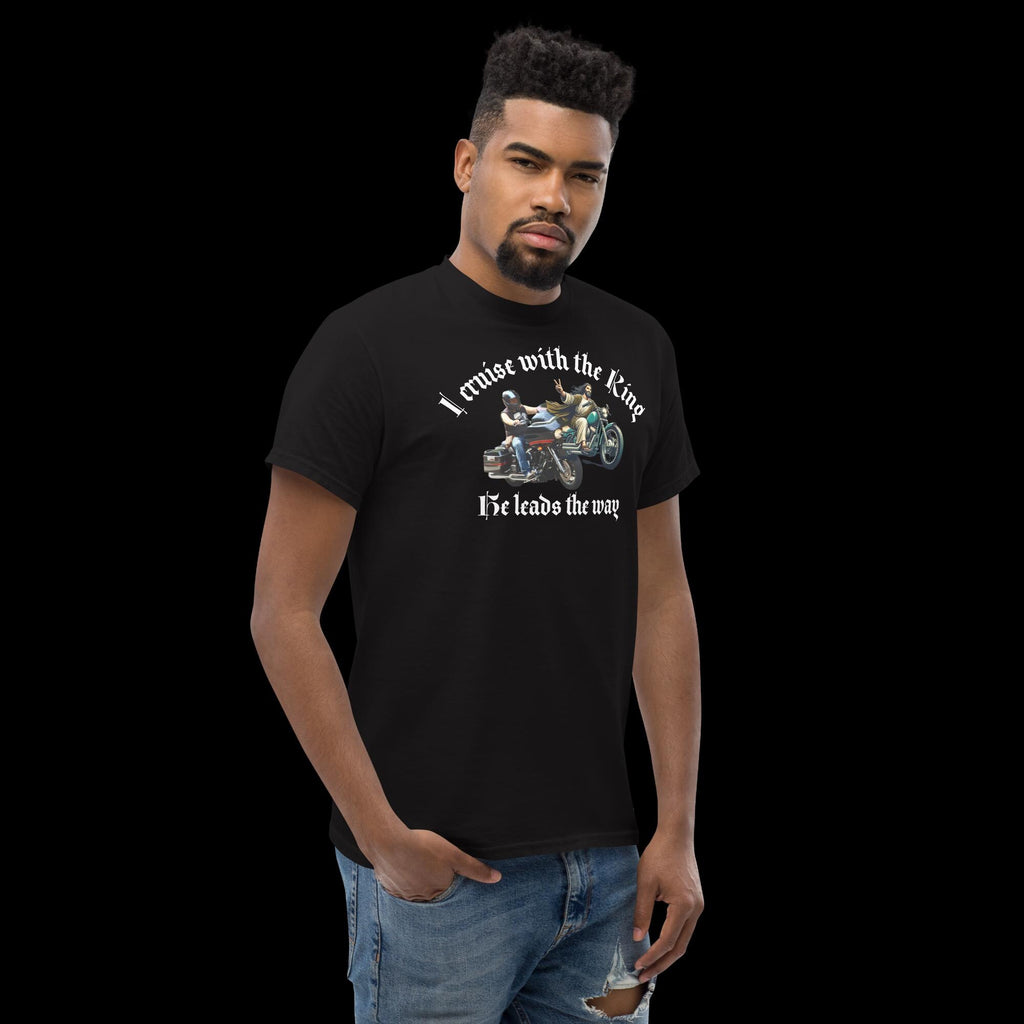 "I Ride With the King" Christian Biker Graphic T-Shirt | Faith & Motorcycle Gift