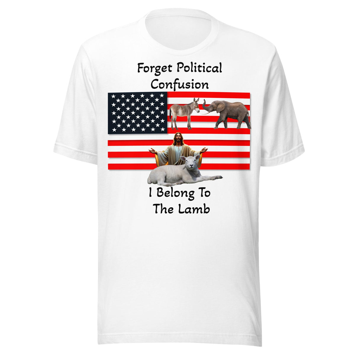 "I Belong to the Lamb" American Flag Unisex T-Shirt | Christian Faith Gift