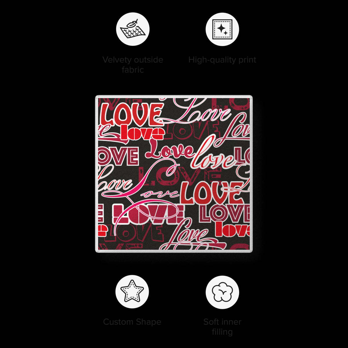 Love Word Shaped Throw Pillow – Cute Gift for Her | 3 Sizes