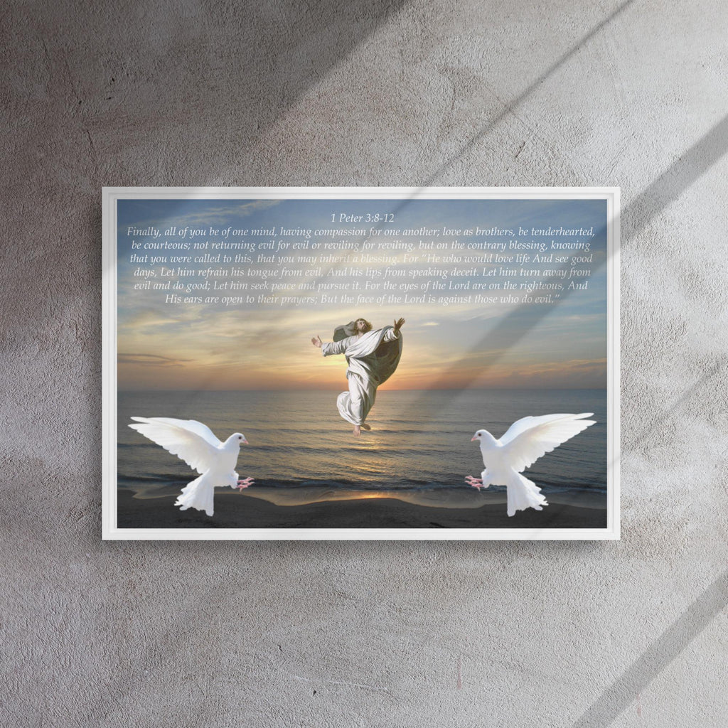 20"x30" Framed Canvas: Jesus on Water