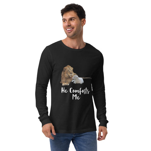 "He Comforts Me" Unisex Long Sleeve Tee | Christian Faith Gift