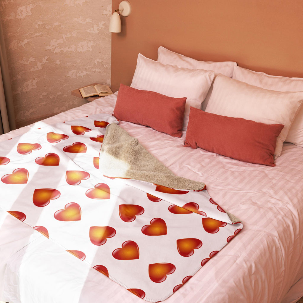 60"x 80", 50"x 60", or 37"x 57" Sherpa Blanket With Heart Design