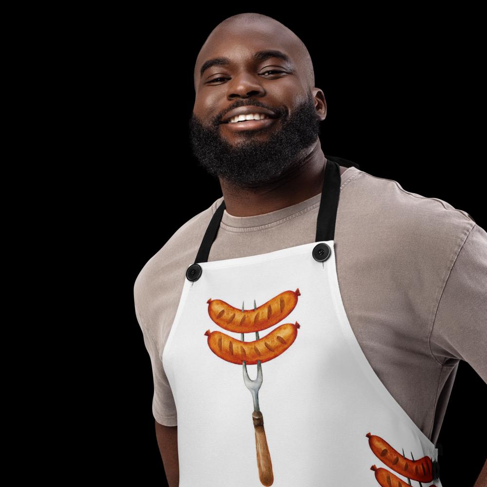 "Let's Grill" Hot Dogs on Forks Apron | Funny BBQ & Grilling Gift