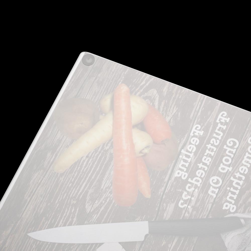 Vegetables & Knife Design Glass Cutting Board – 11×15" | Kitchen Gift