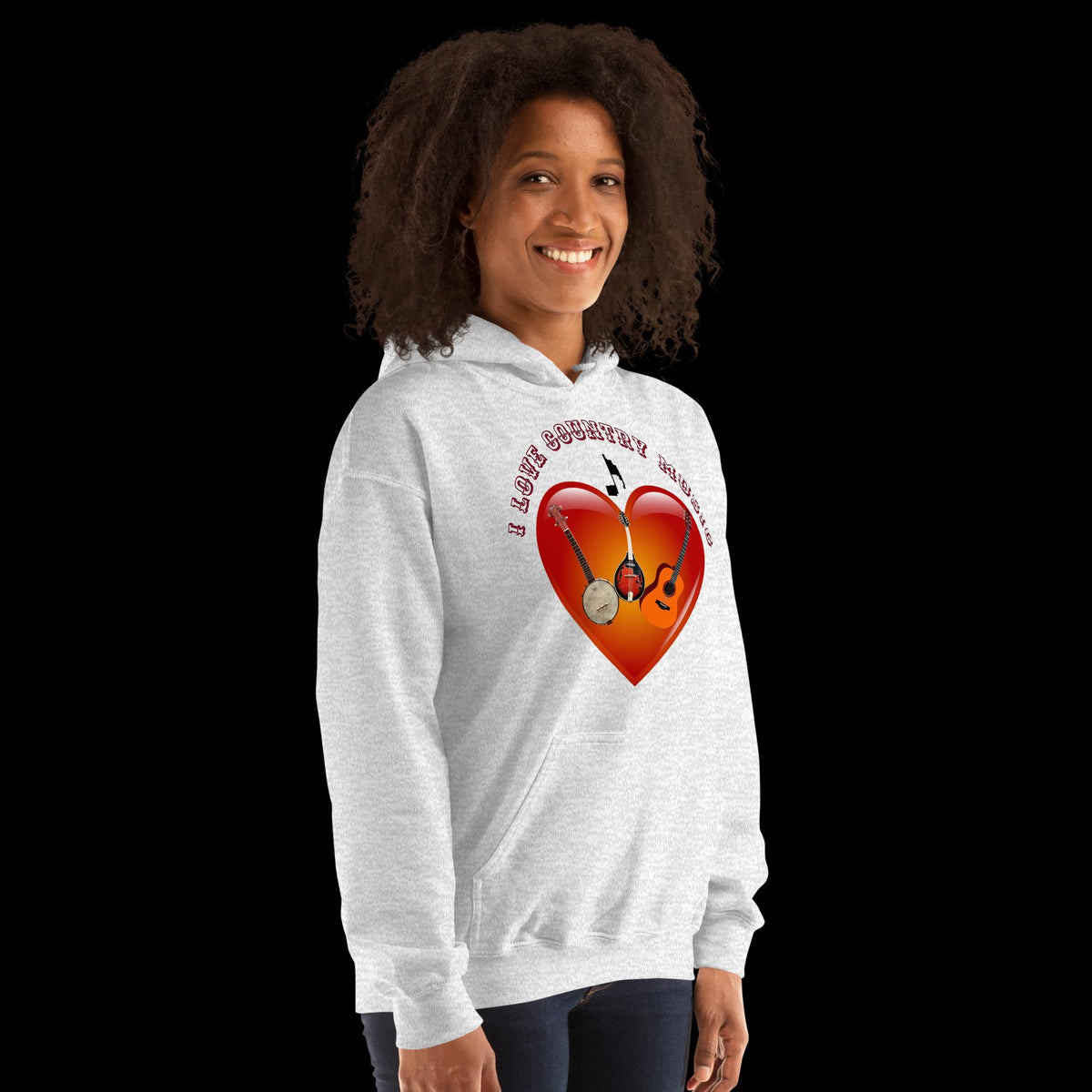 "I Love Country Music" Guitar, Mandolin & Banjo Unisex Hoodie | Country Music Gift