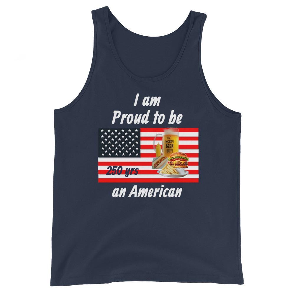 "I Am Proud to Be an American" 250 Years Unisex Tank Top | Patriotic Gift