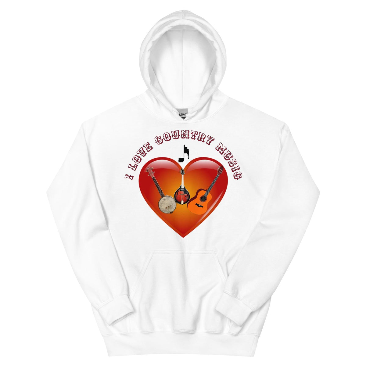 "I Love Country Music" Guitar, Mandolin & Banjo Unisex Hoodie | Country Music Gift