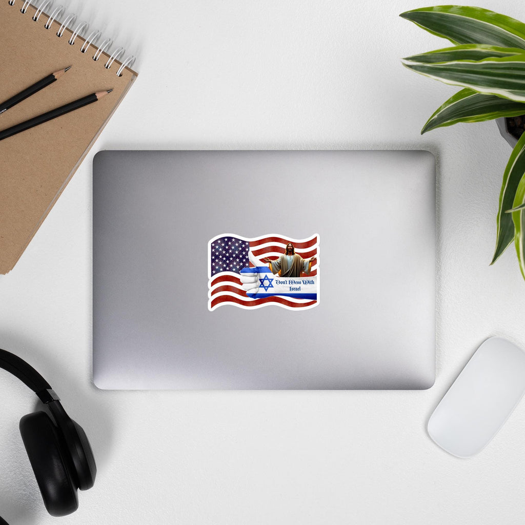 Israel Pride Sticker – American Flag, Jesus & Star of David | 5×5" Faith Sticker