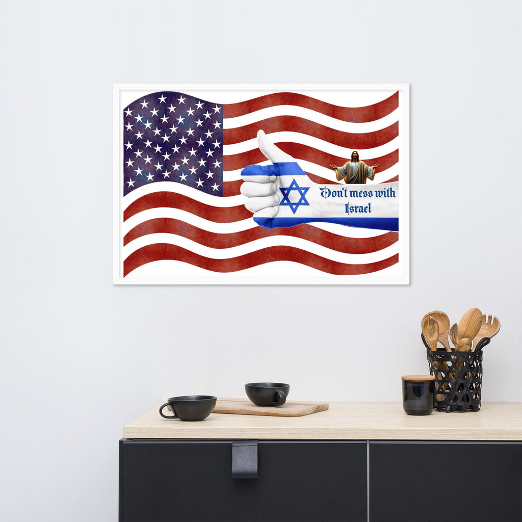 American Flag & Israel Framed Poster – 24×36" | Stand With Israel Wall Art