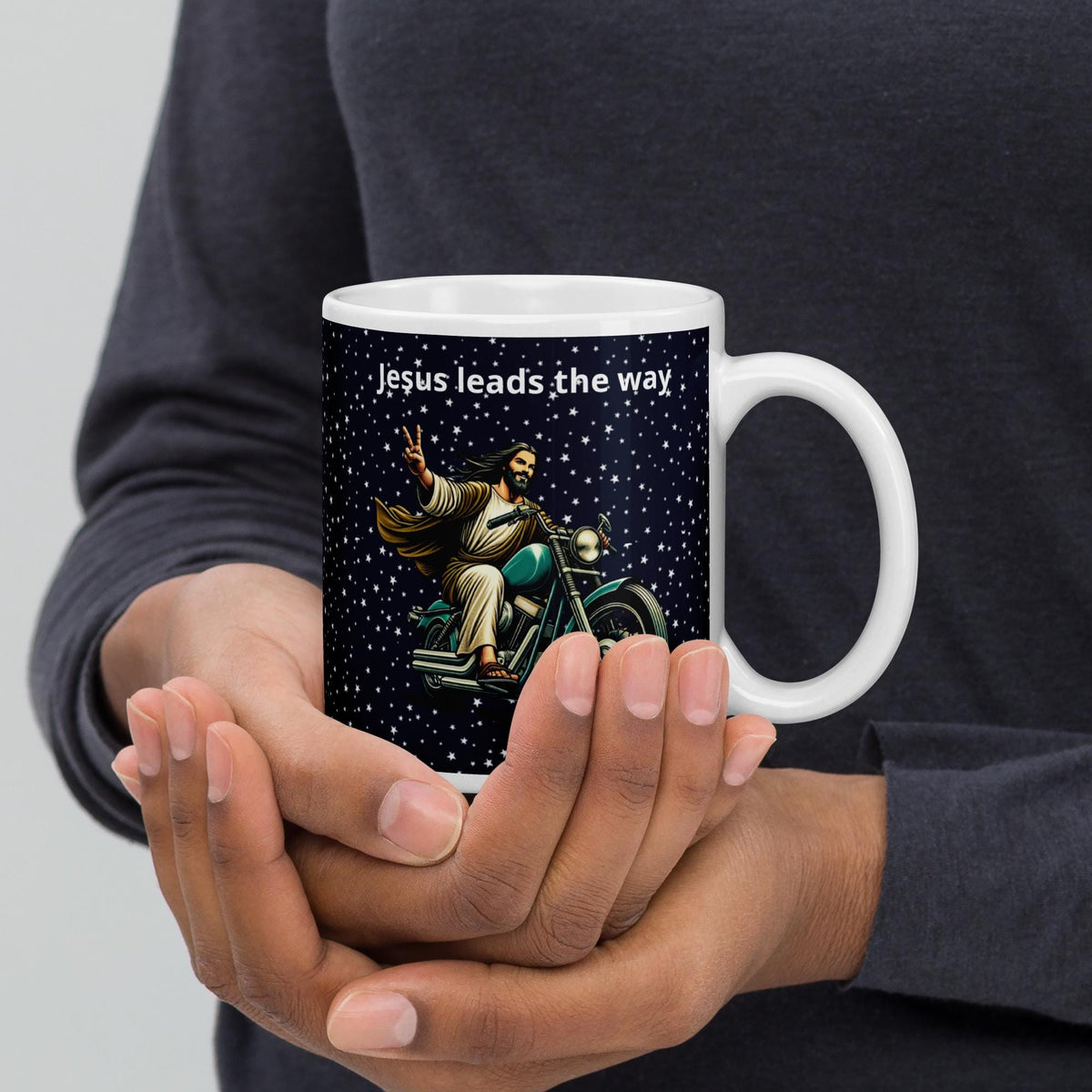 Jesus Riding Motorcycle Mug – Christian Biker Gift