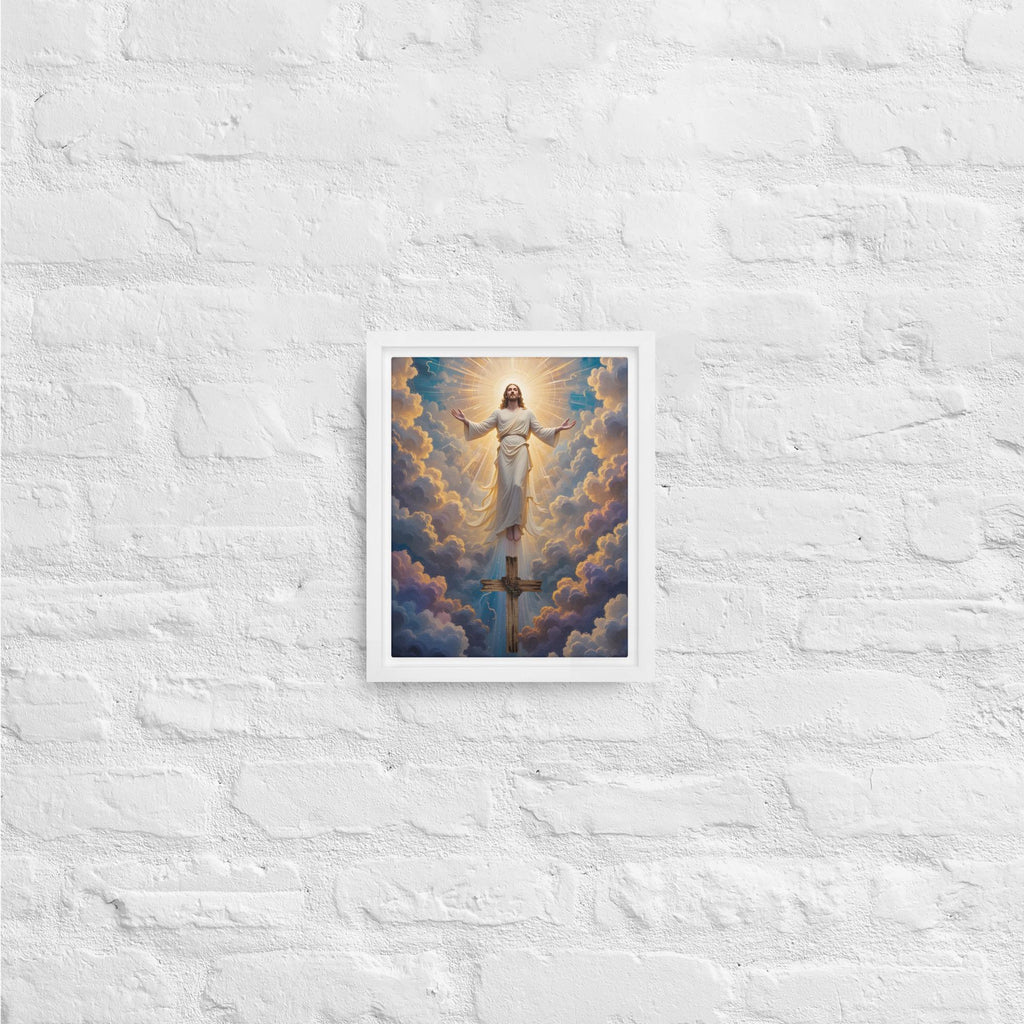 Jesus Ascending Framed Canvas Print – 8×10" | Christian Wall Art Gift