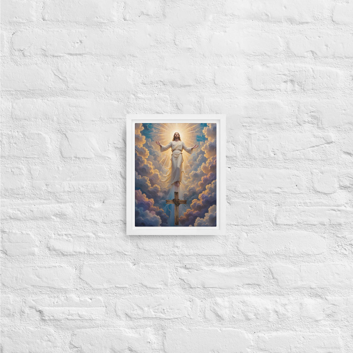 Jesus Ascending Framed Canvas Print – 8×10" | Christian Wall Art Gift